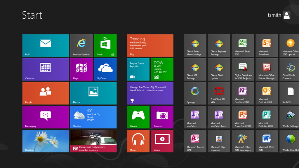 windows 8 start menu apps