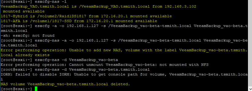 KB1284: How to test manually mounting the Veeam vPower NFS Datastore